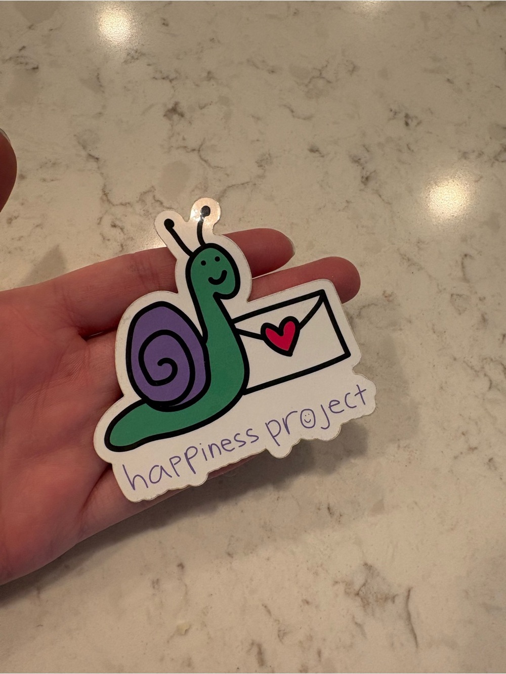Happiness Project Green & Purple Snail Art Sticker